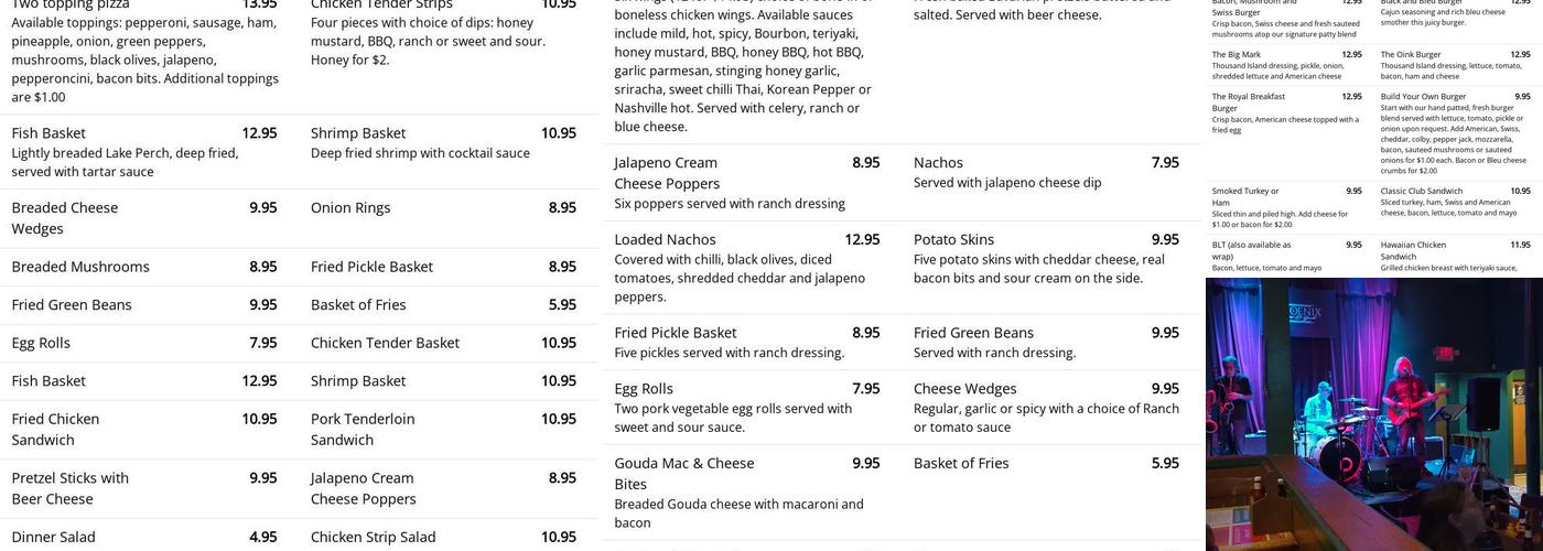 Phoenix Bar & Grill Menu