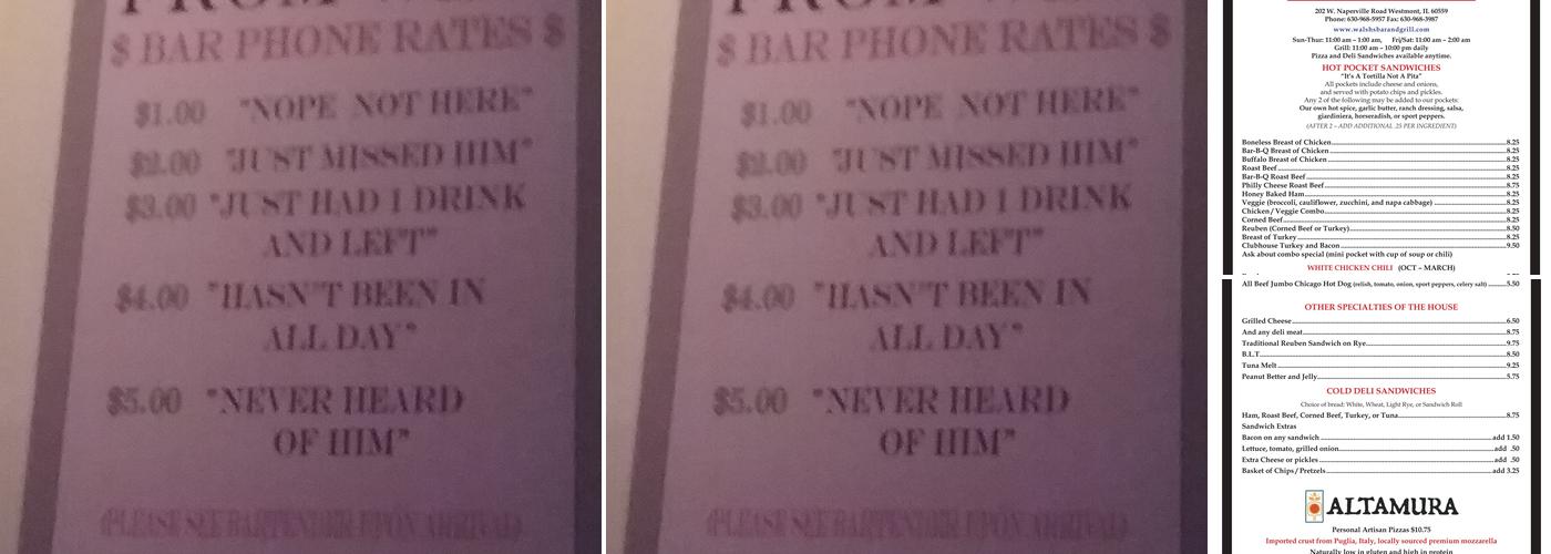 Walsh's Bar & Grill Menu