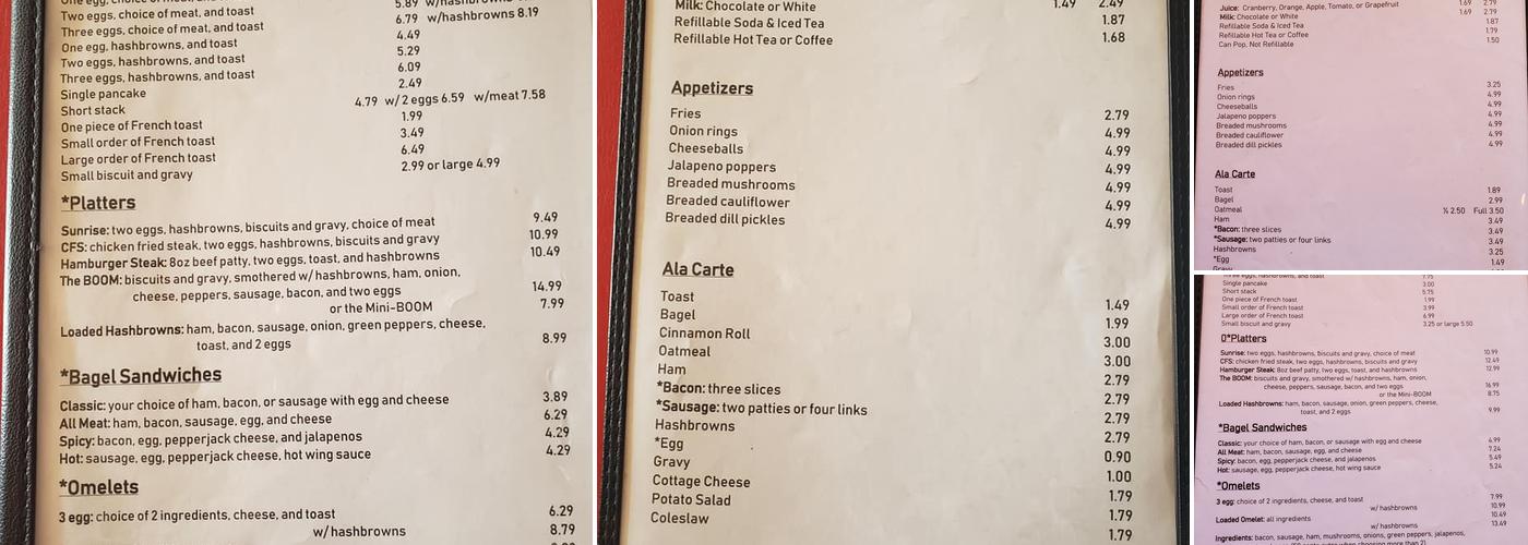 Downtown Diner Menu