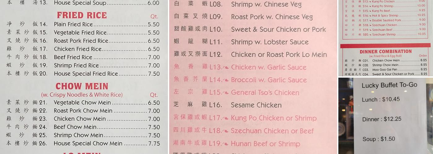 Lucky Buffet Menu