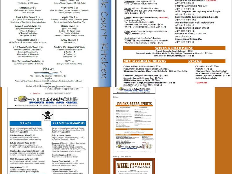 Downers Sand Club Sports Bar & Grill Menu