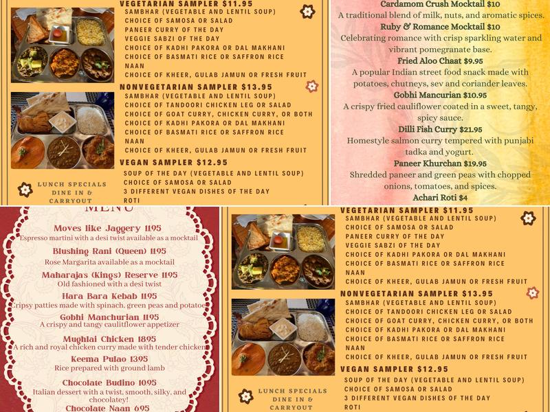 Indian Harvest Menu