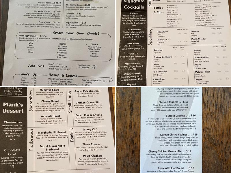 Plank Bar & Kitchen Menu