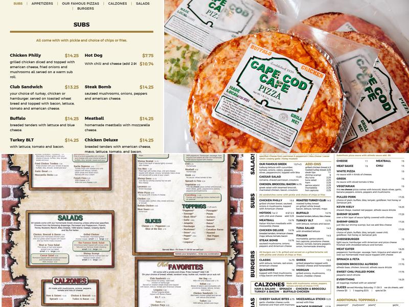 Cape Cod Cafe Pizza Menu