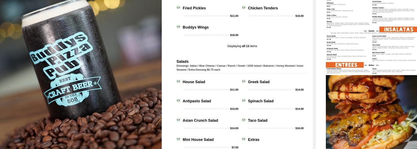 Buddys Pizza Pub Menu