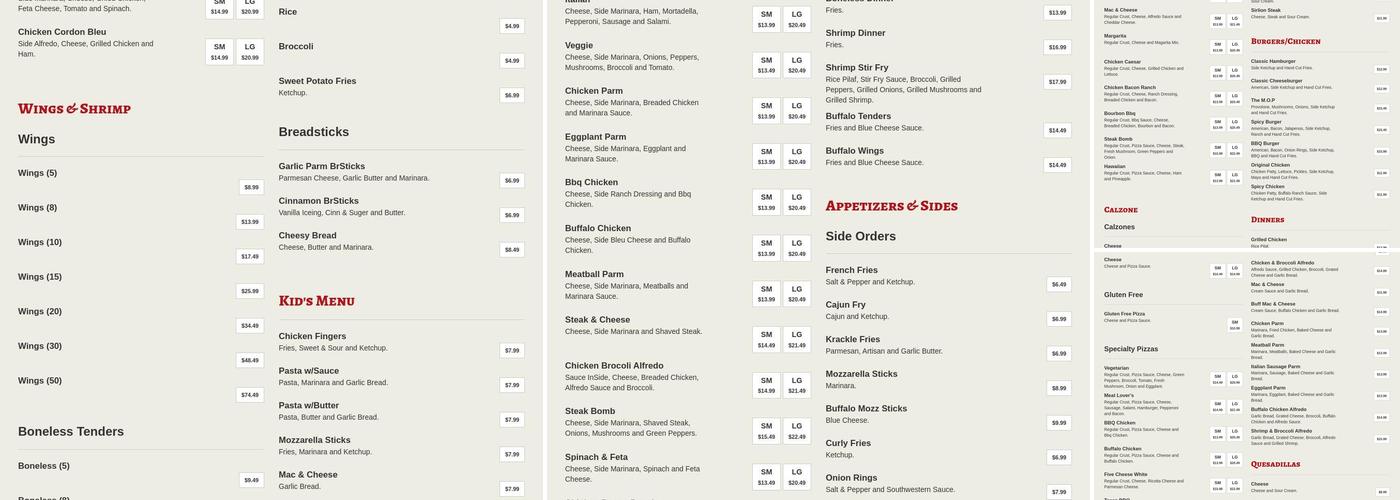 PizZing's Pizza & Wings Menu