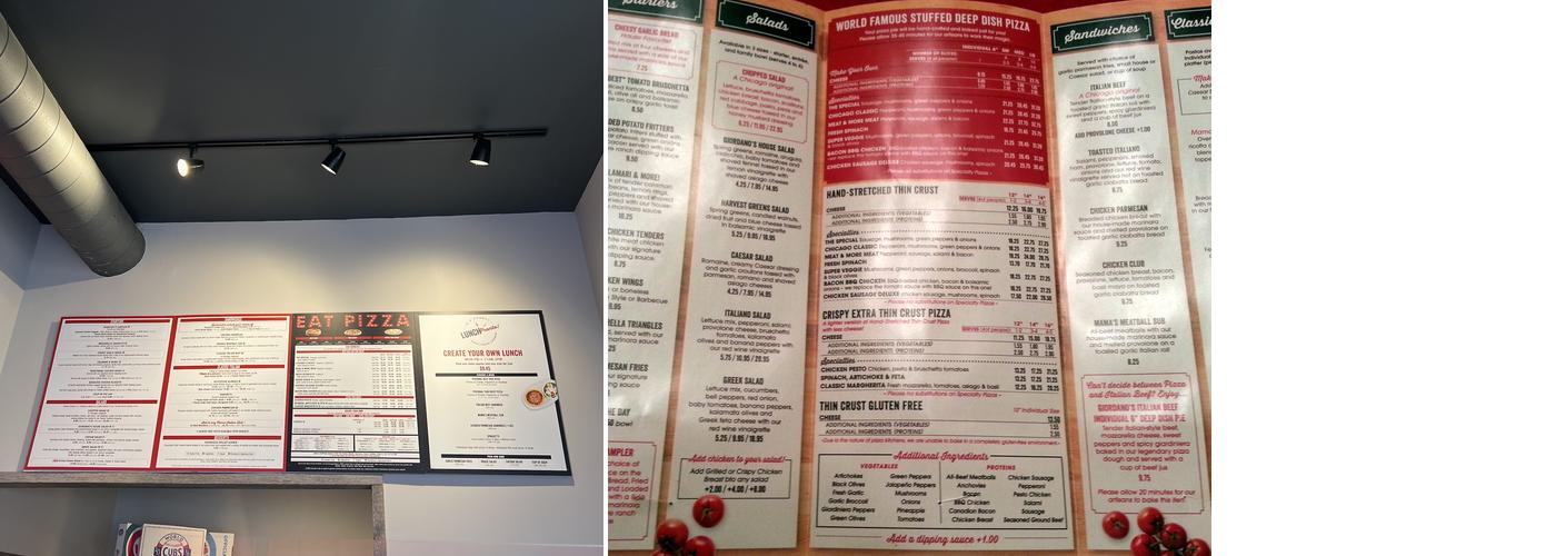 Giordano's Menu