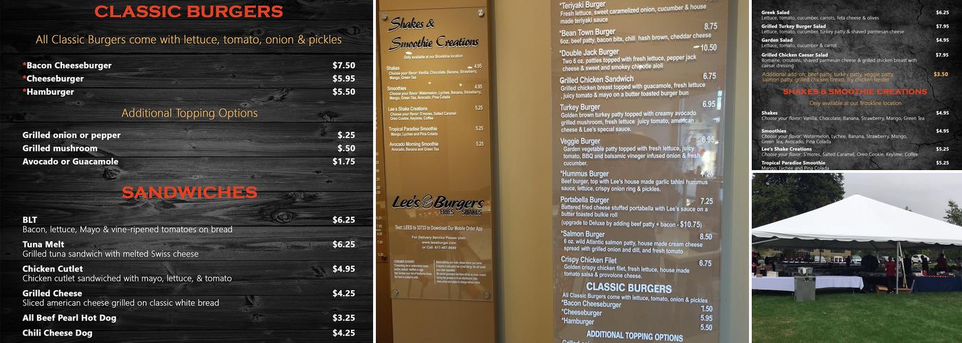 Lee's Burger Menu