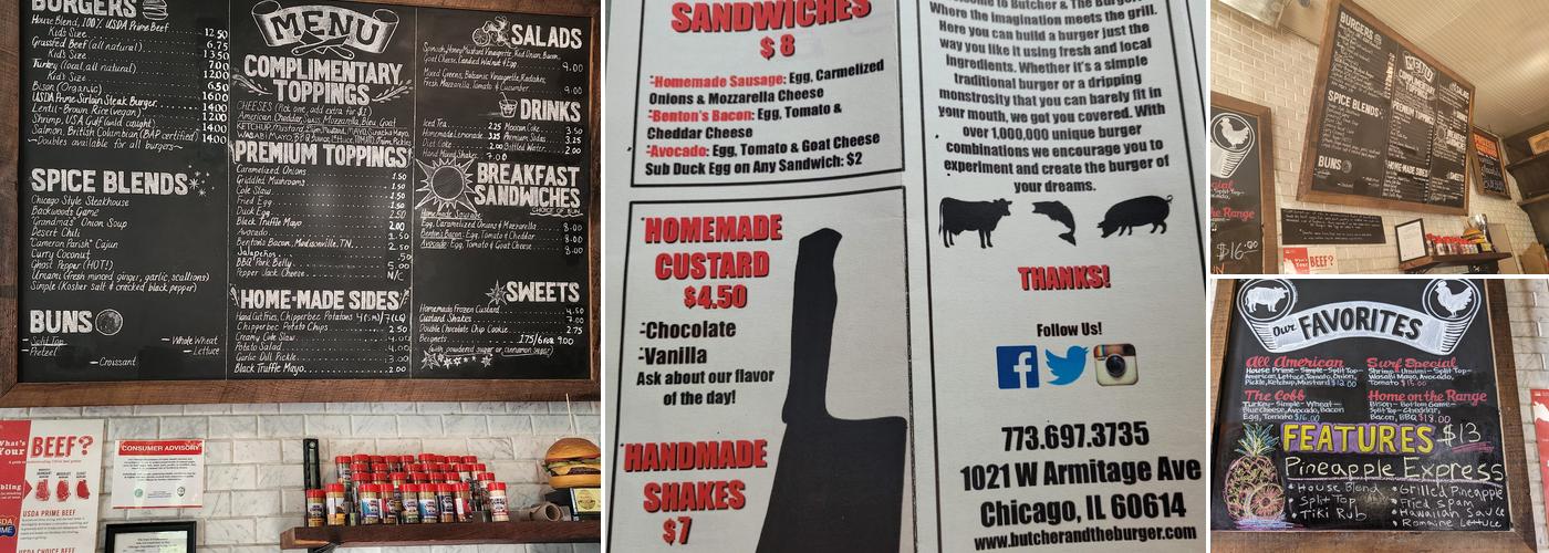 Butcher & The Burger Menu