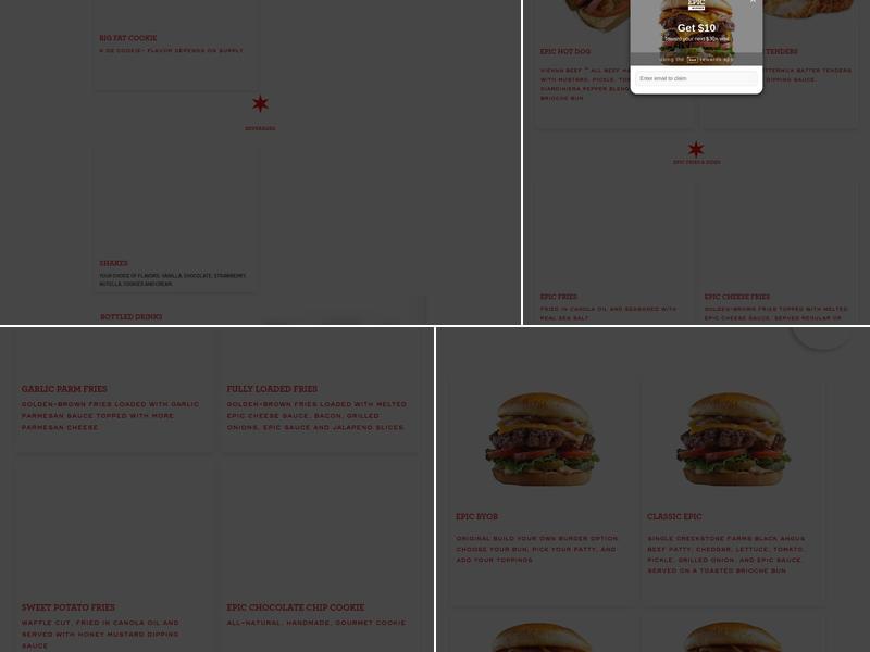 Epic Burger Menu