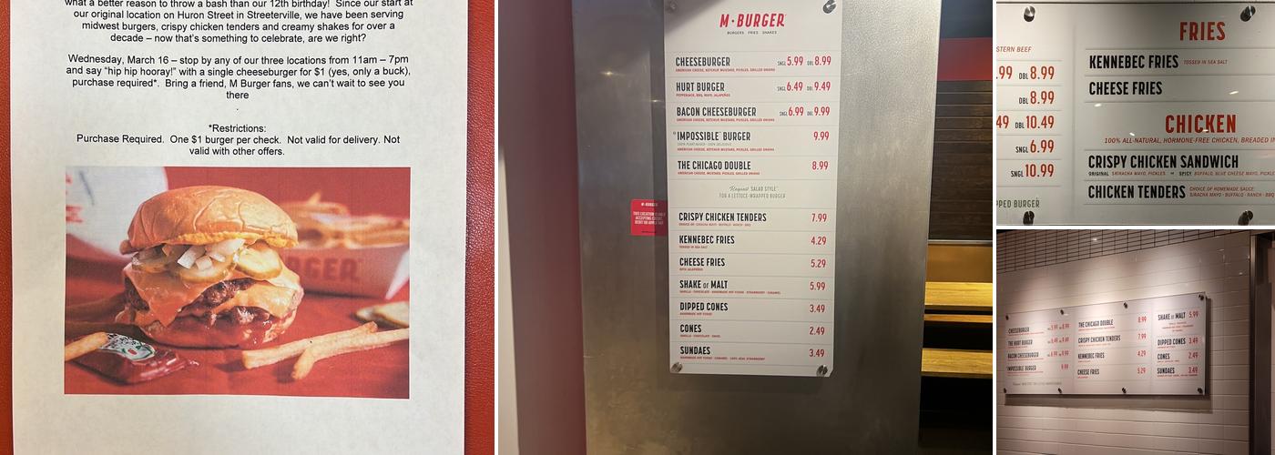 M Burger Menu