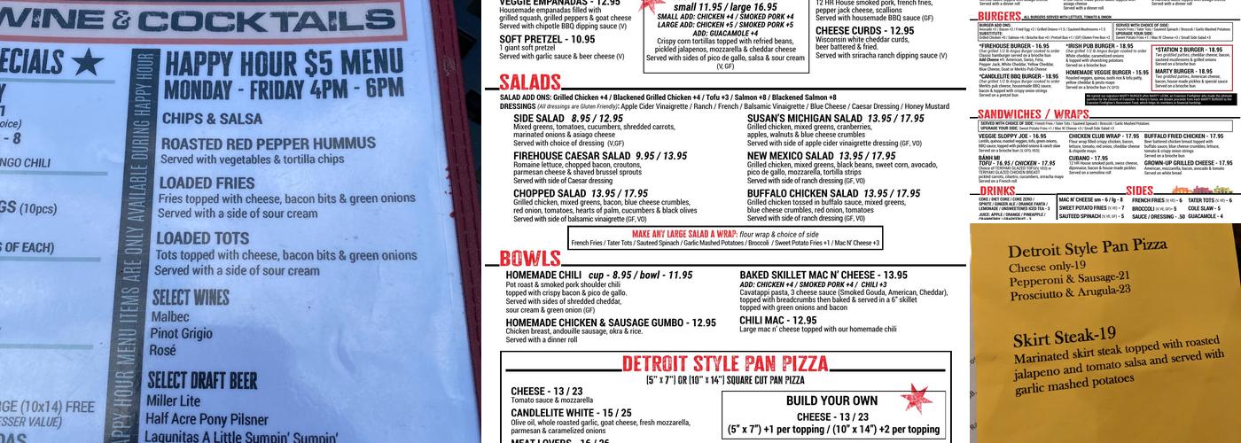 Firehouse Grill Menu