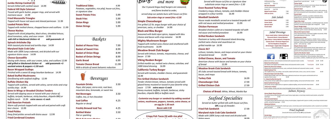 The Meadow Brook Restaurant & Functions Menu