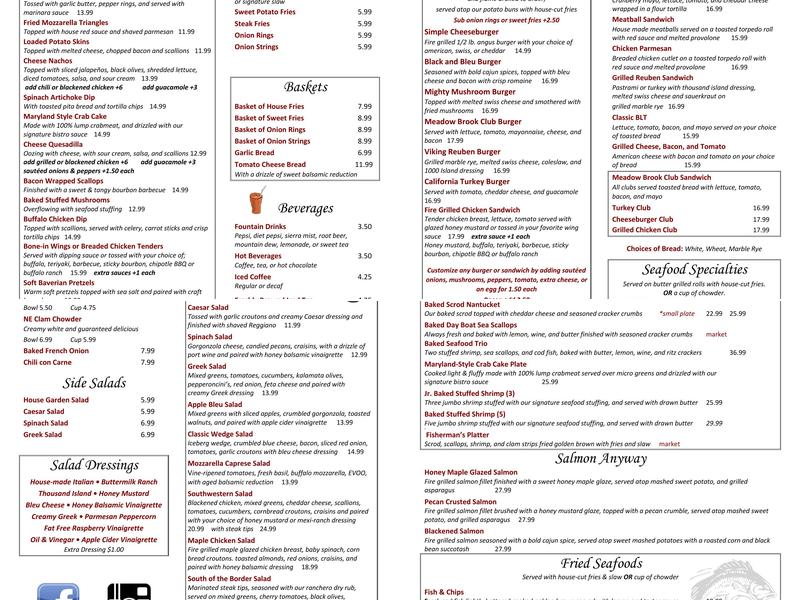 The Meadow Brook Restaurant & Functions Menu