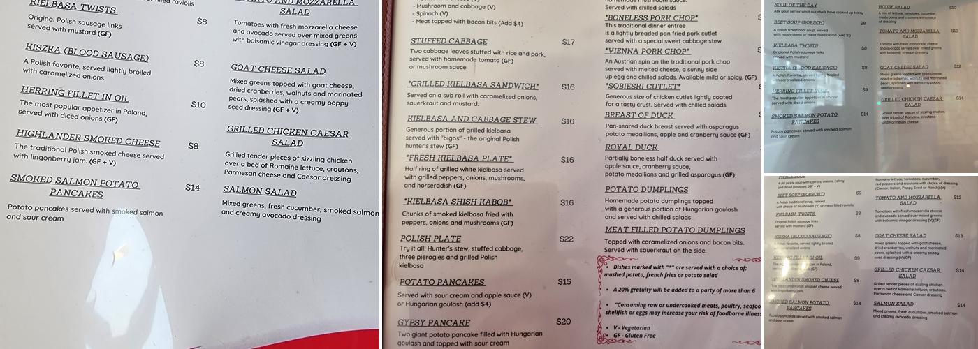 Cafe Polonia Menu