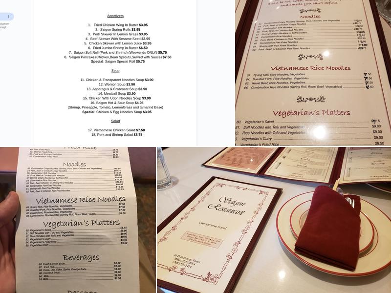 Saigon Restaurant Menu