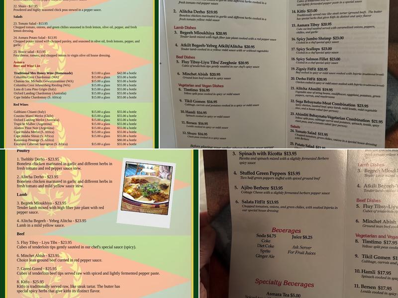 Asmara Menu