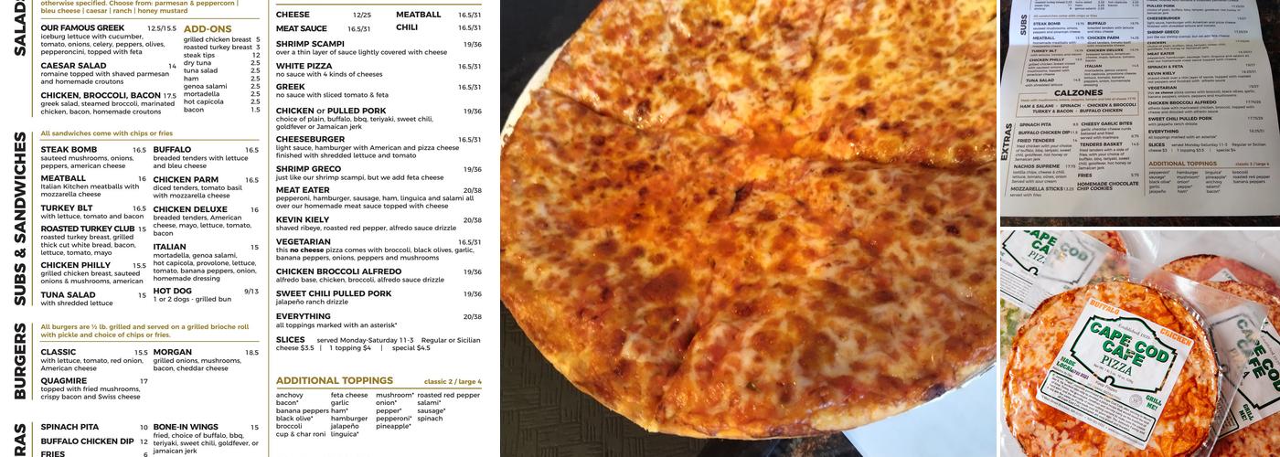 Cape Cod Cafe Pizza Menu