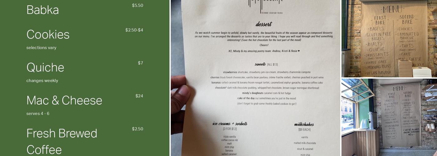 Mindy’s Bakery Menu