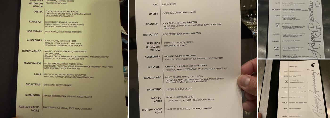 Alinea Menu