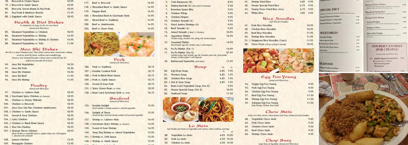 Happy Dragon Chinese Restaurant Menu