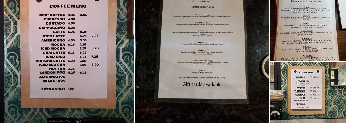 pHlour Bakery & Cafe Menu