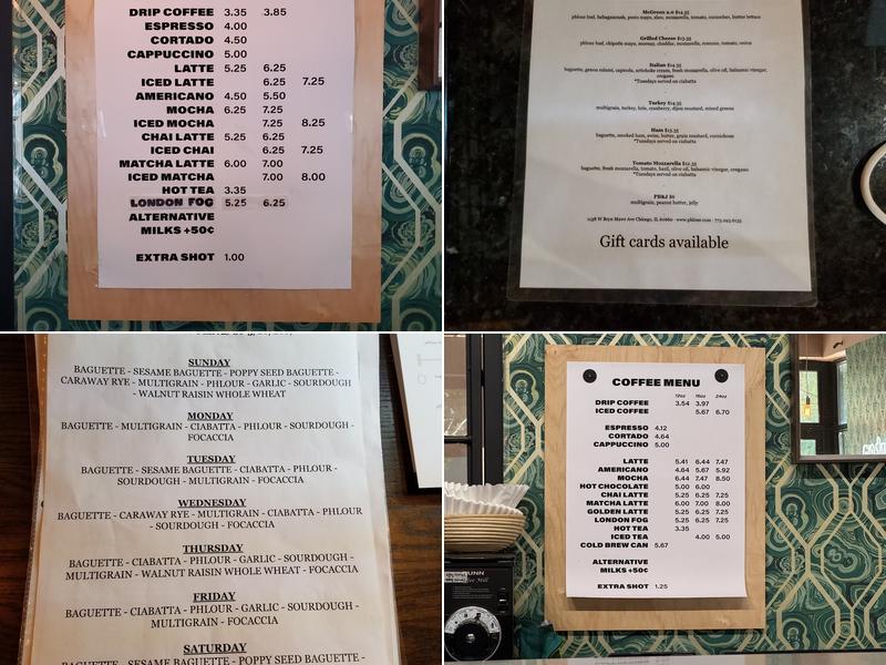 pHlour Bakery & Cafe Menu