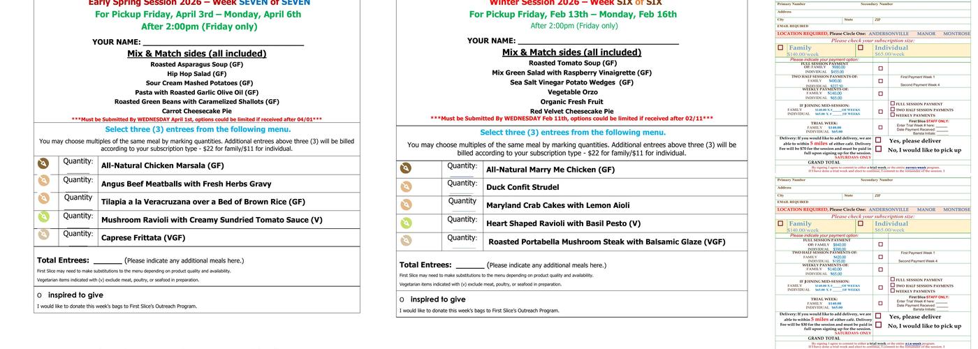 First Slice Pie Cafe Menu