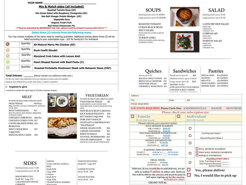 First Slice Pie Cafe Menu