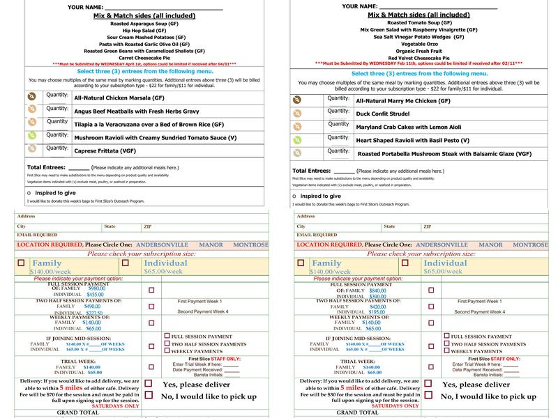 First Slice Pie Cafe Menu