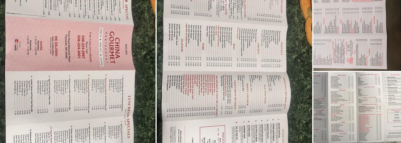 China Gourmet Restaurant Menu
