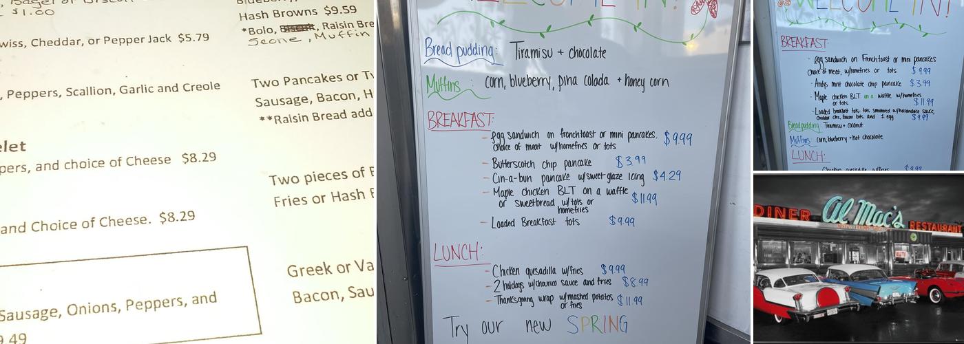 Al Mac's Diner Menu
