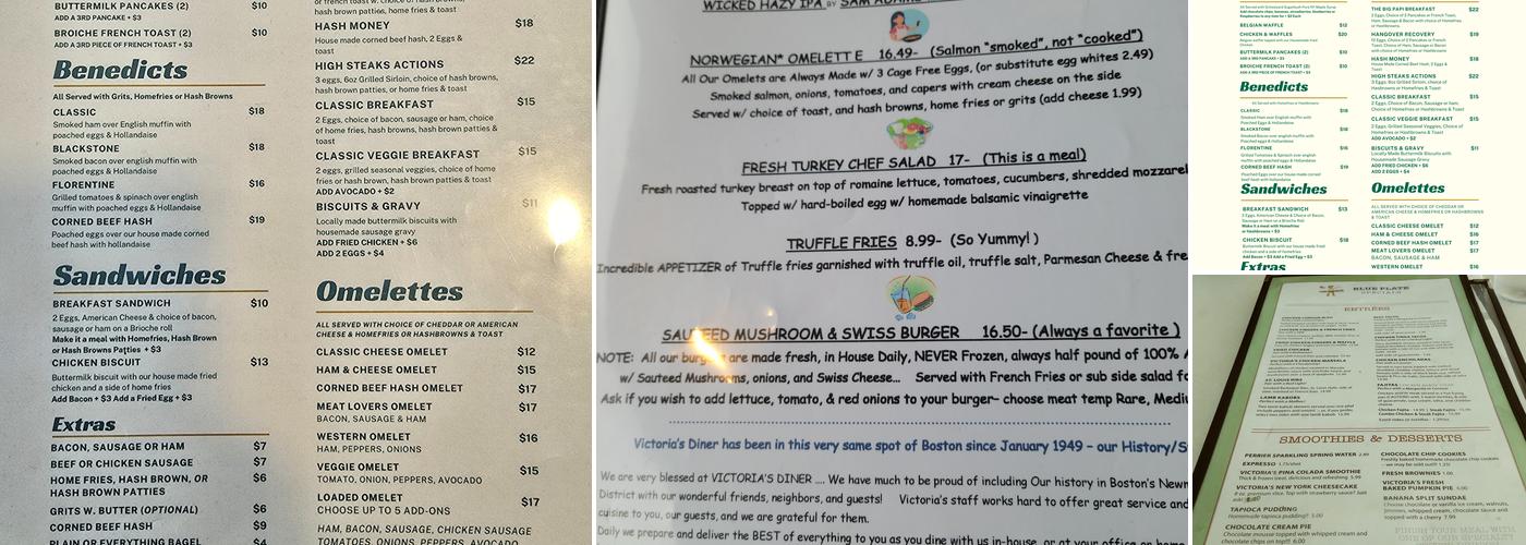 Victoria's Diner Menu