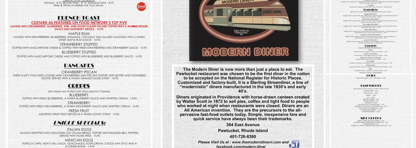 Modern Diner Menu
