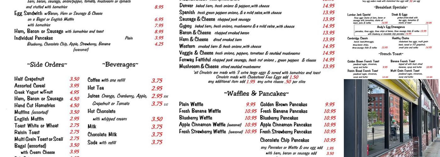 Andy's Diner Menu
