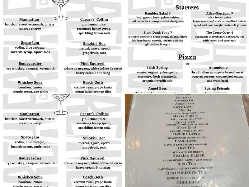 Archie’s Cafe Menu