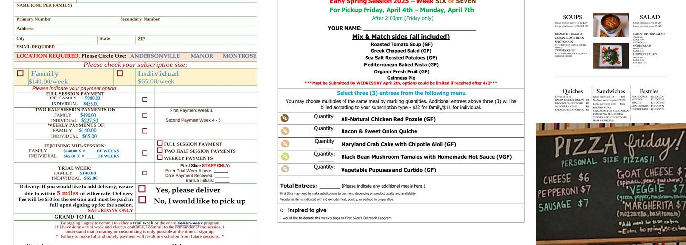 First Slice Pie Cafe Manor Menu