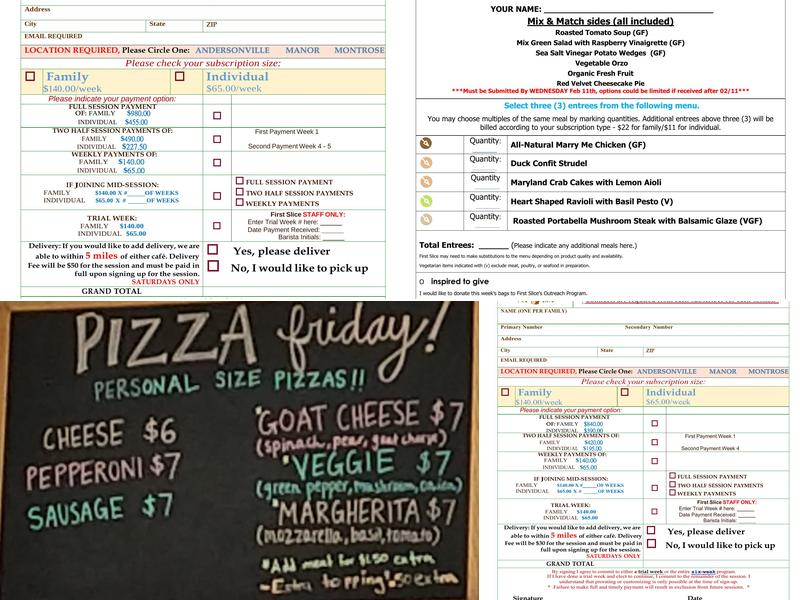 First Slice Pie Cafe Manor Menu