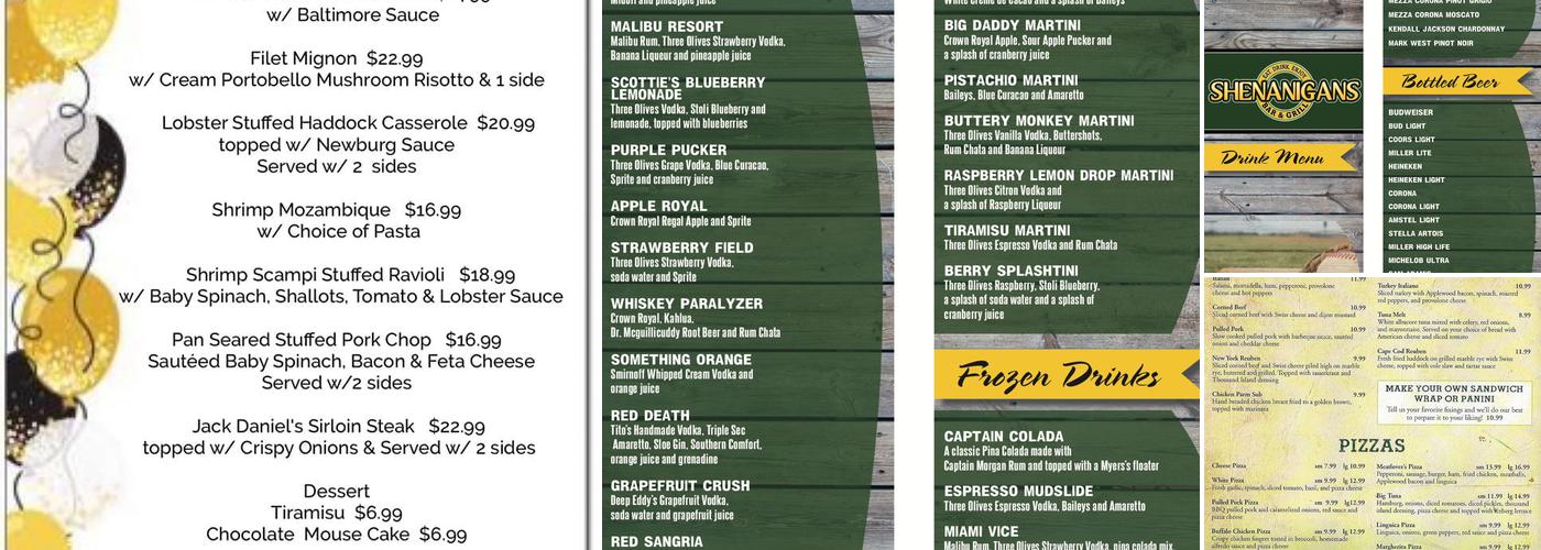 Shenanigans Bar & Grill Menu