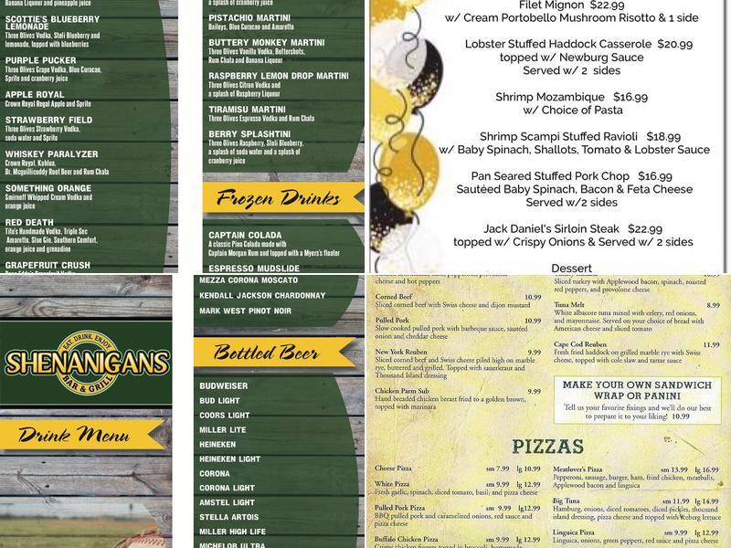 Shenanigans Bar & Grill Menu