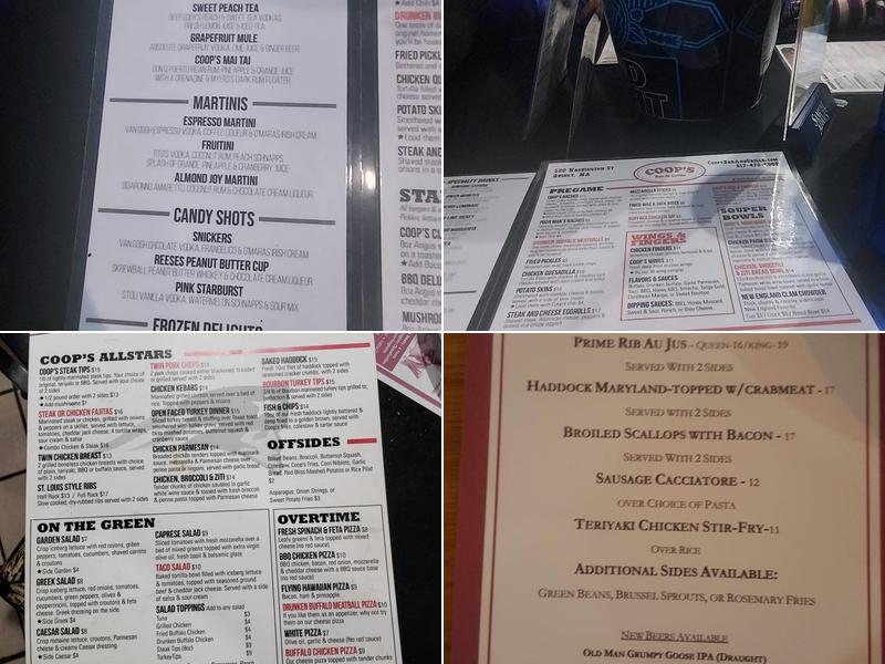 Coop's Bar & Grille Menu