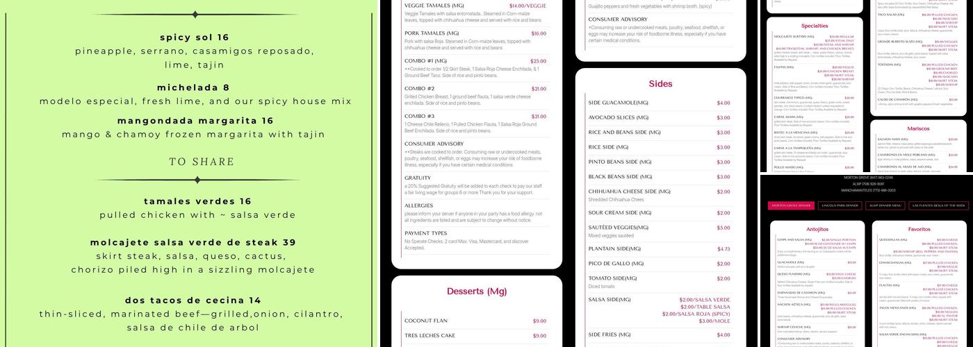 Las Fuentes Restaurant Morton Grove Menu