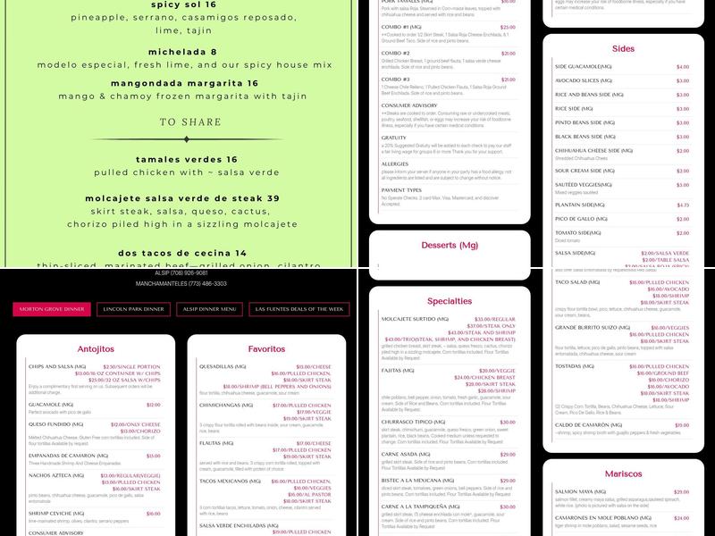 Las Fuentes Restaurant Morton Grove Menu