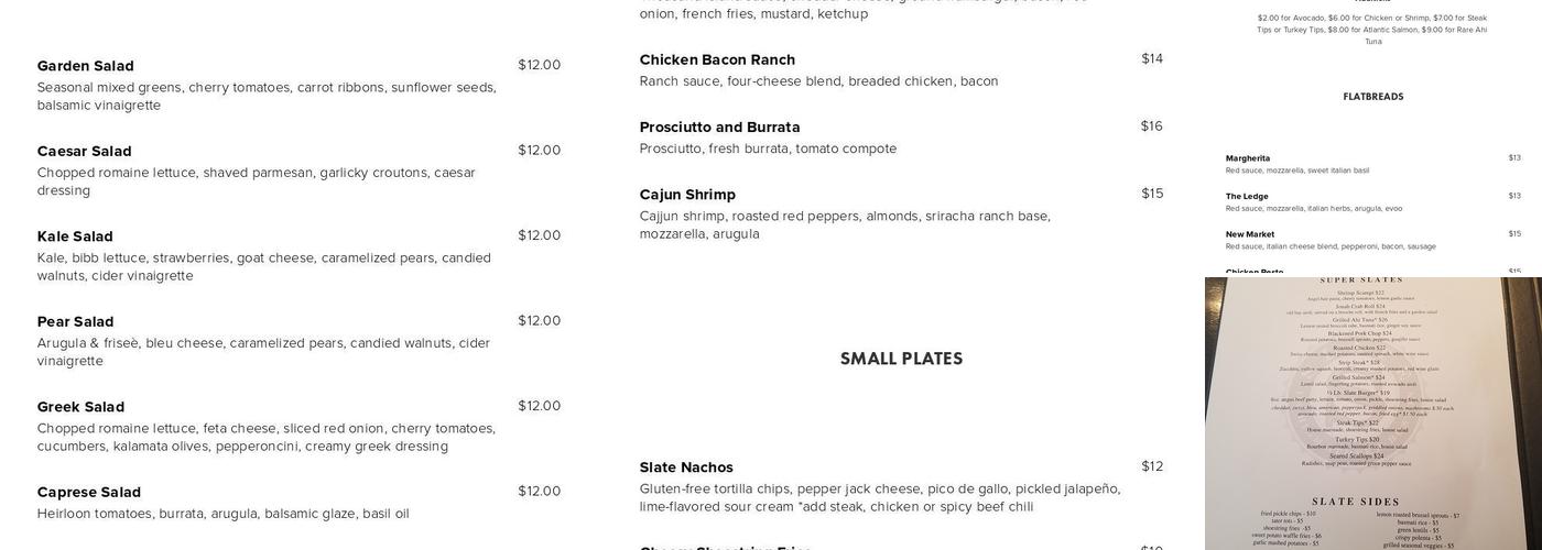 Slate Menu