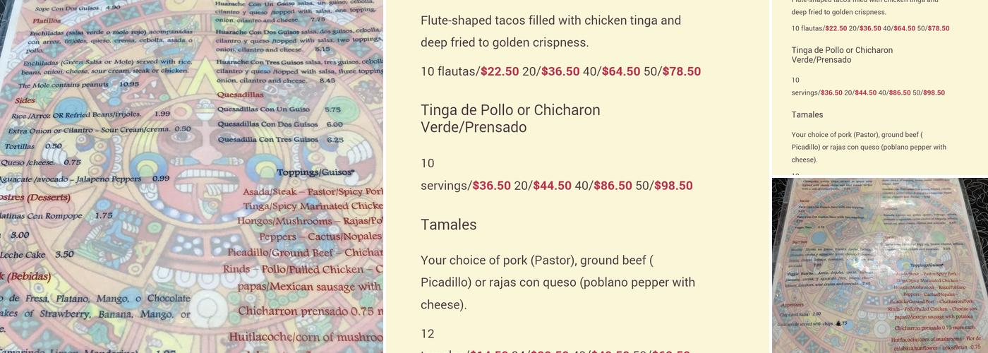 Huaraches Doña Chio Menu