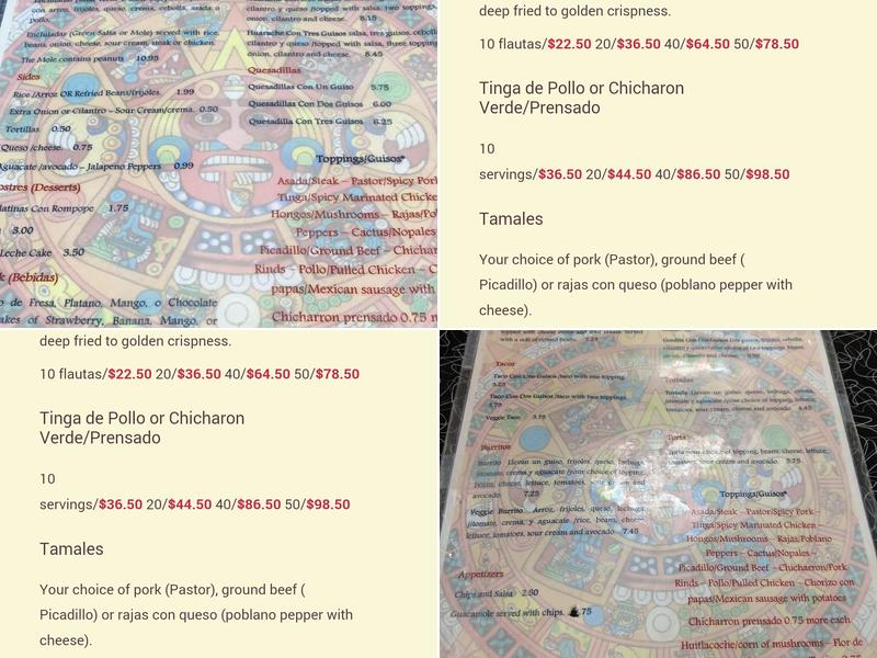 Huaraches Doña Chio Menu