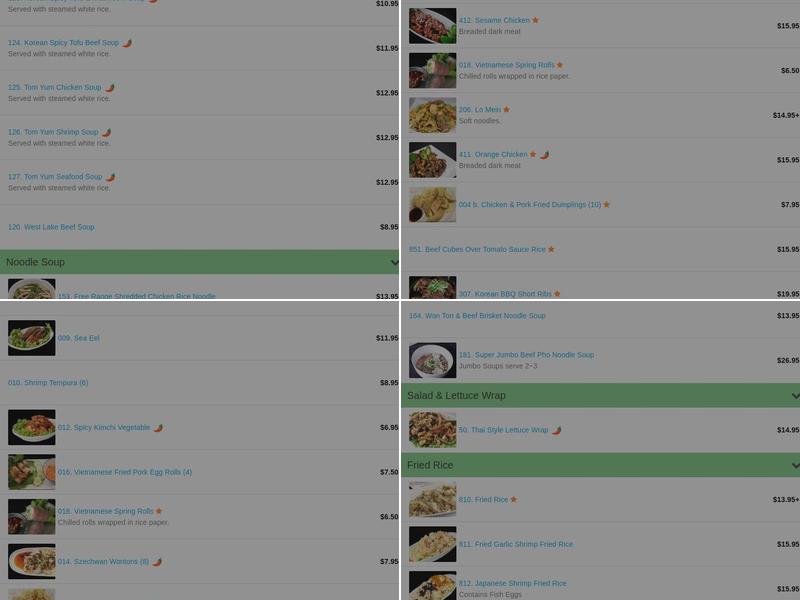 Joy Yee Noodle Menu