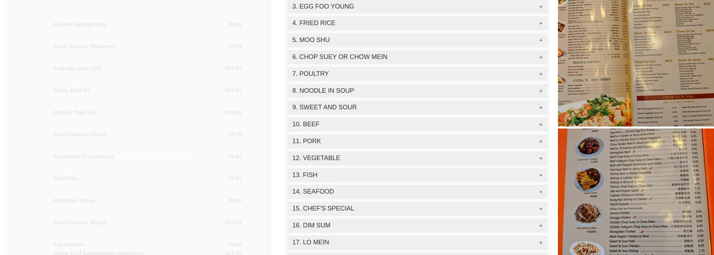 China Chef Menu