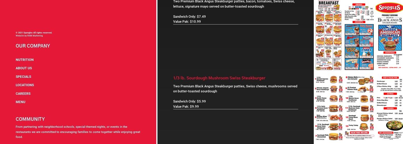 Spangles Menu