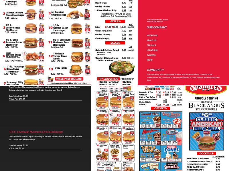 Spangles Menu